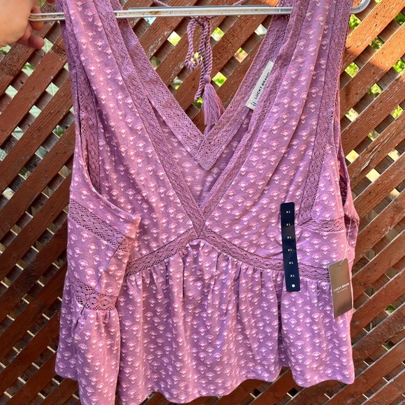 🔴Lucky Brand Pink Smocked Tie Front Tank Top🔴 - Picture 1 of 4